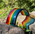 Glass Rainbow Bridge pet memorial keepsake. Handmade in Edinburgh. 